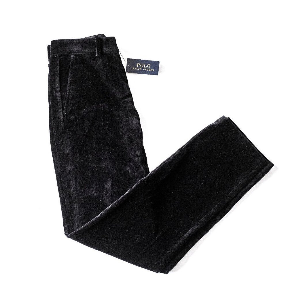 Polo Ralph Lauren Women's Black Velvet Dress Pants $398 - Size 2 - XS New